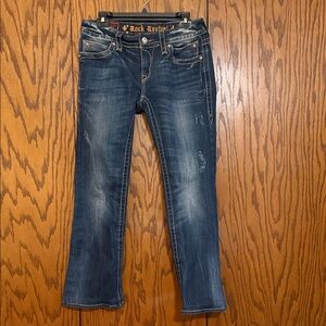 Rock Revival Noelle Bootcut Jeans Women’s Size 31 Dark Wash Fleur de Lis